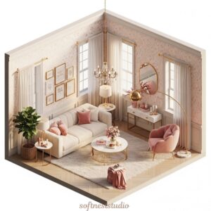 Cozy, elegant living room interior design