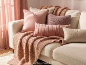 Cozy couch with decorative pillows