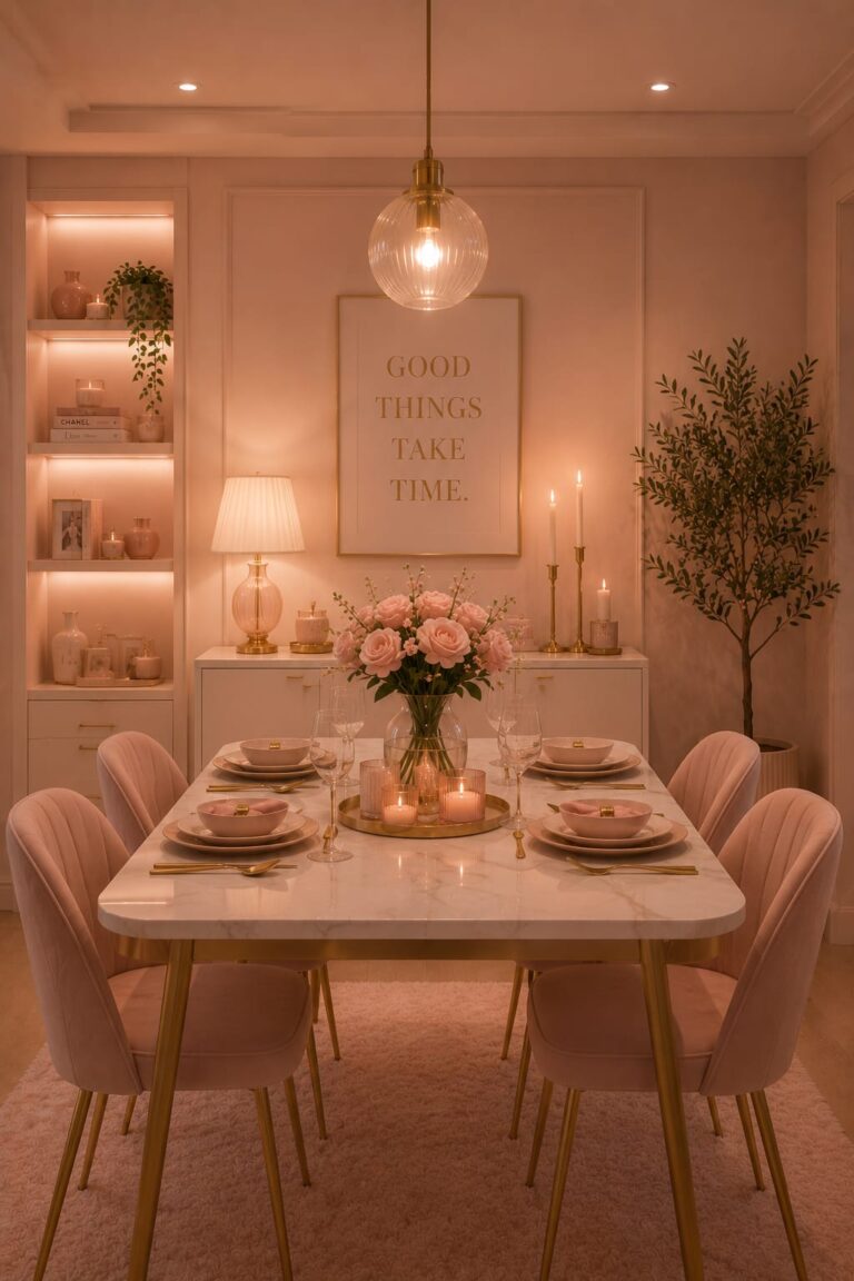 dining room with rectangular table and chairs and globe light
